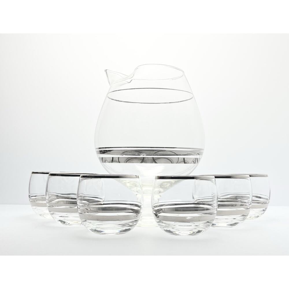 1950s Dorthy Thorpe Mid-century Vintage 7-Piece Martini Pitcher Roly Poly Set - Picture 2 of 11